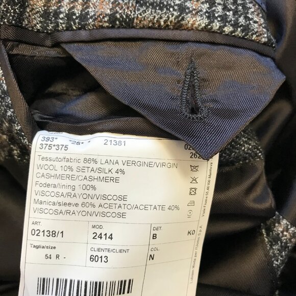 Sartoria Loro Piana Sport Coat Jacket Mens 54 R 44 Gray Plaid Wool Silk Lined - Picture 8 of 14